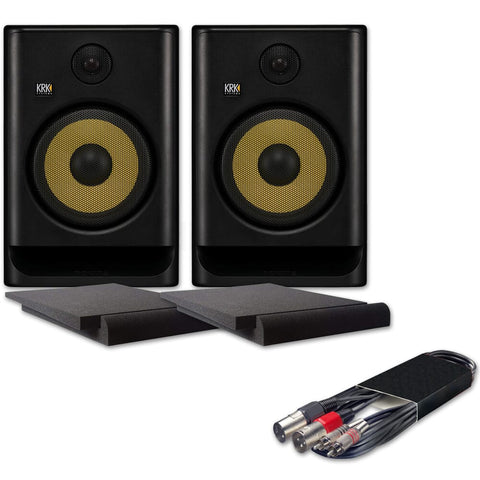 KRK Rokit RP8 G5 (Pair) + Isolation Pads & Leads Bundle
