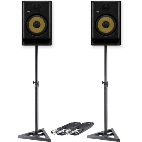 KRK Rokit RP8 G5 (Pair) + Monitor Stands + Leads Bundle