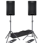 LD Systems ICOA 12A BT, Bluetooth Speakers (Pair) + Stands & Leads