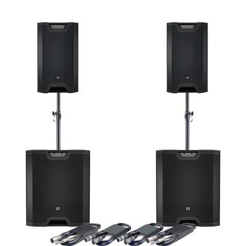 LD Systems 2 x ICOA 12A + 2 x ICOA Sub 15A + M20 Poles & Leads Bundle Deal