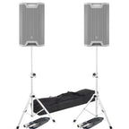 LD Systems ICOA 12A BT White, Bluetooth Speakers (Pair) + Tripod Stands & Leads