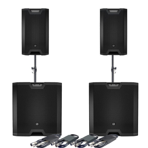 LD Systems 2 x ICOA 15A + 2 x ICOA Sub 18A + M20 Poles & Leads Bundle Deal