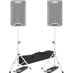 LD Systems ICOA 15A White, Active PA Speakers (Pair) + Stands & Leads Bundle