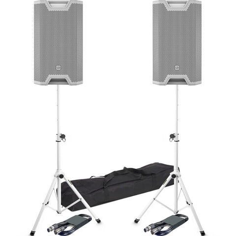 LD Systems ICOA 15A BT White, Bluetooth Speakers (Pair) + Stands & Leads