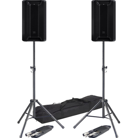 LD Systems ICOA PRO 12A, Active Bluetooth PA Speakers + Tripod Stands & Leads Bundle