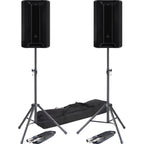 LD Systems ICOA PRO 15A, Active Bluetooth PA Speakers + Tripod Stands & Leads Bundle