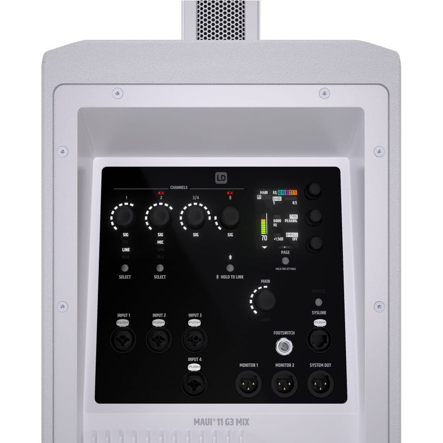 LD Systems MAUI 11 G3 MIX W (White) Column PA System with Bluetooth & Digital Mixer (730w RMS)