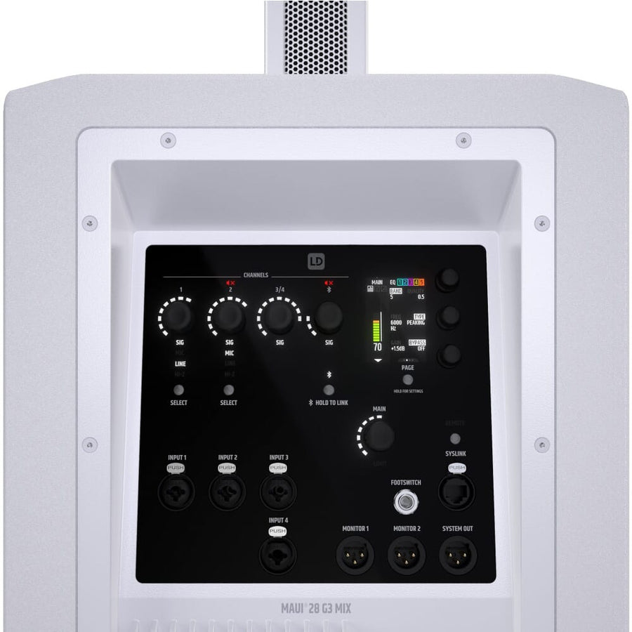 LD Systems MAUI 28 G3 MIX W (White) Column PA System + Carry Bag & Sub Cover (1030w RMS)