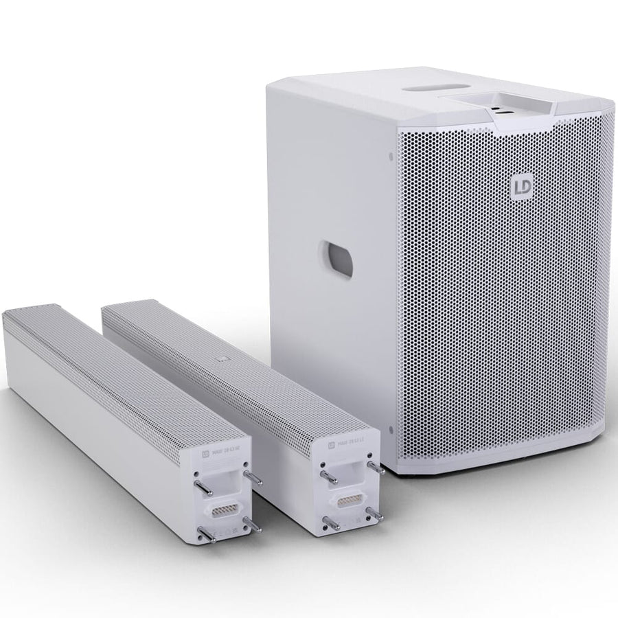 LD Systems MAUI 28 G3W White Column PA System + Carry Bag & Sub Cover (1030w RMS)