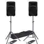 Mackie SRM450 V3 Active Portable PA Speakers, Stands & Leads Bundle
