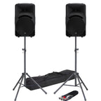 Mackie SRM450 V3 Active Portable PA Speakers, Stands & Leads Bundle