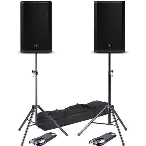 Mackie Thrash 215 PA Speakers + Stands & Leads Bundle Deal