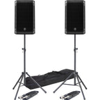 Mackie Thrash 15 V2 Active PA Speakers + Tripod Stands & Leads Bundle