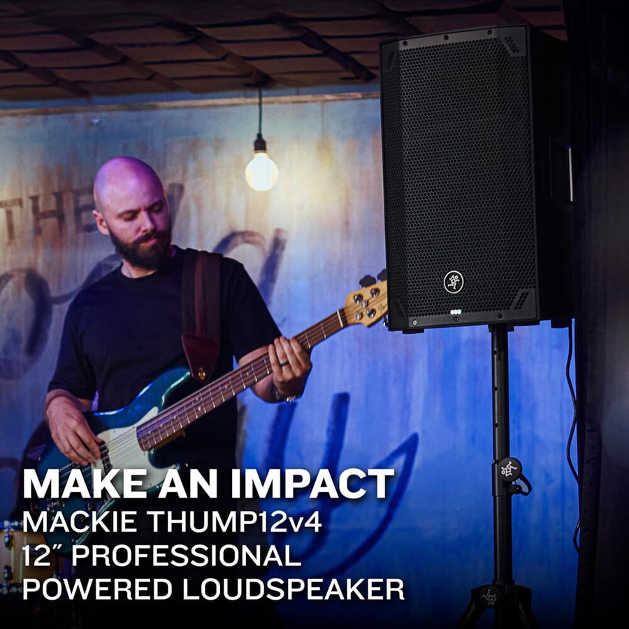 Mackie Thump 12 V4, Active PA Speakers with Bluetooth + Stands & Leads Bundle Deal