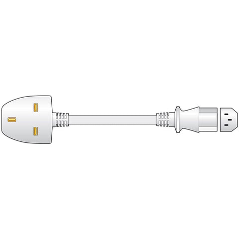 Mercury 10A UK Plug IEC C13 White Mains Power Kettle Lead 2 Metre (114.017UK)
