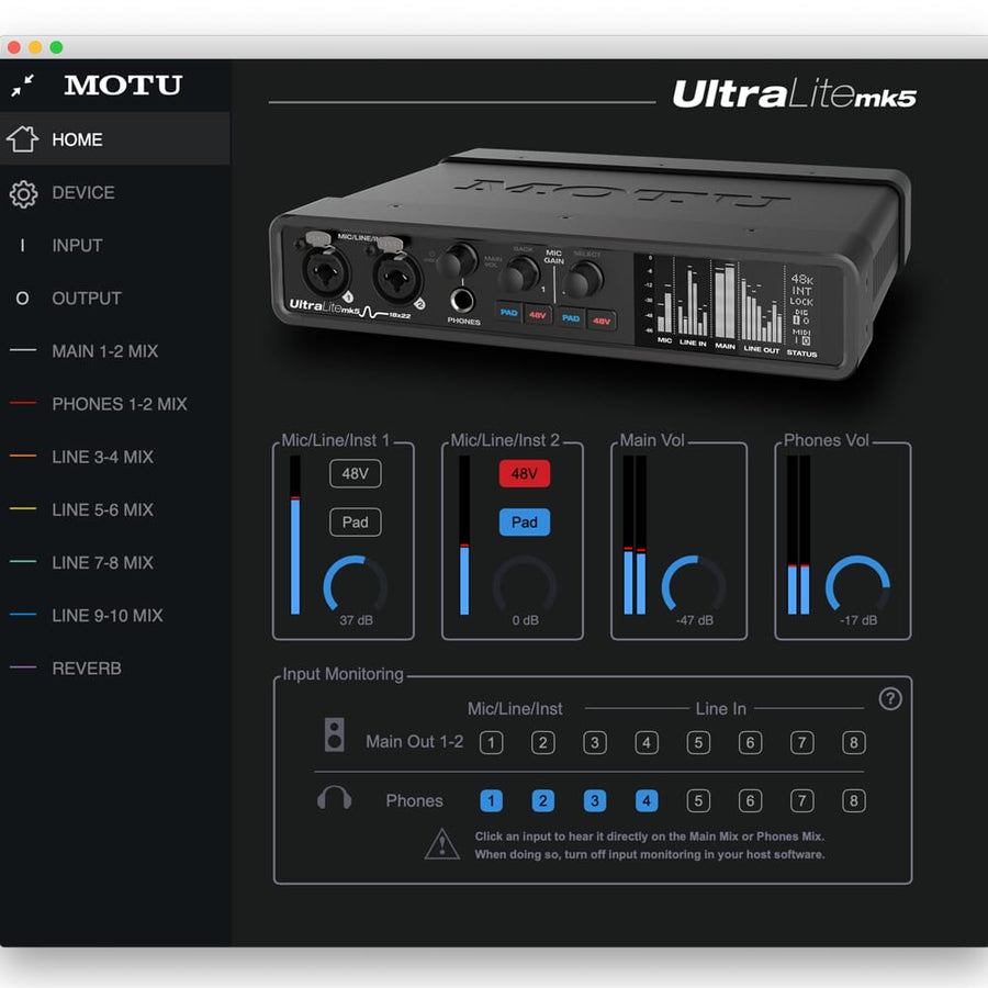 MOTU UltraLite MK5, USB-C Audio Interface
