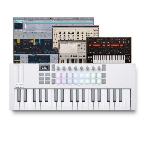Novation Launchkey Mini-37 MK4 Limited Edition White, MIDI Keyboard Controller & Software Bundle Inc. Komplete Select