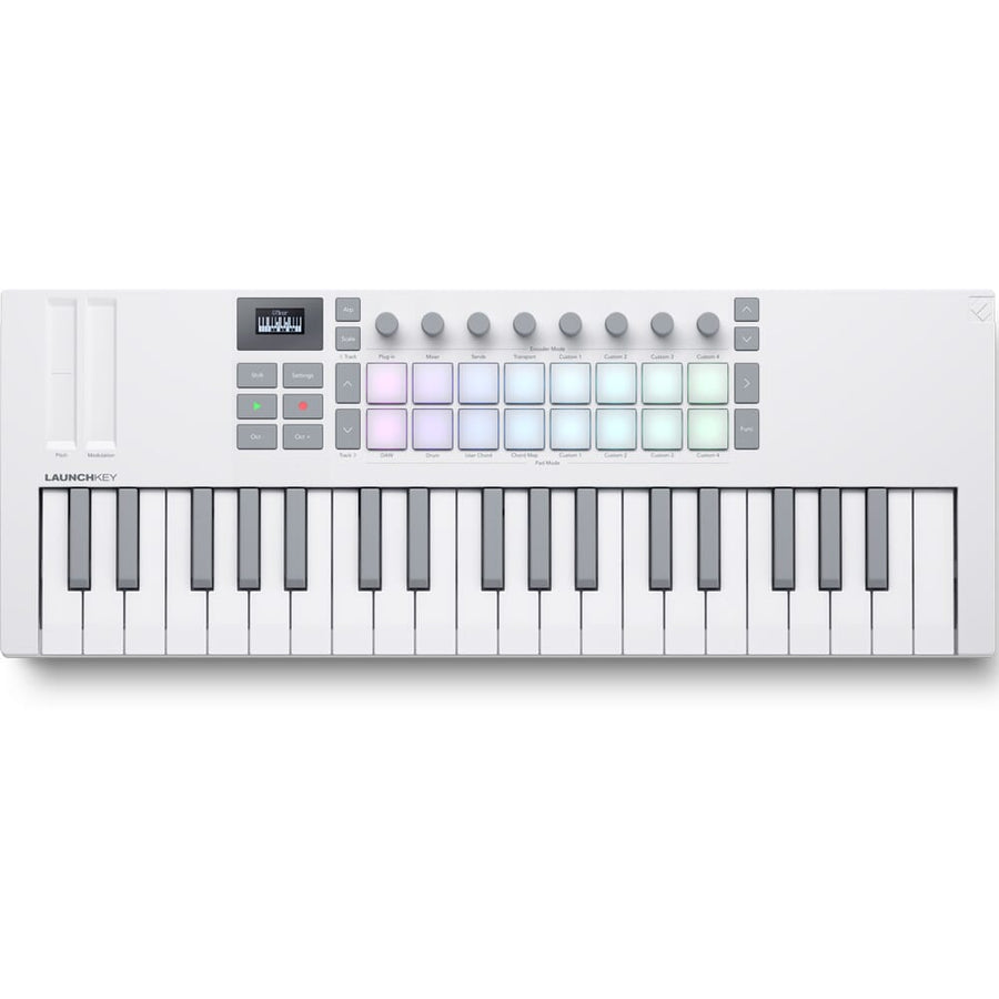 Novation Launchkey Mini-37 MK4 Limited Edition White, MIDI Keyboard Controller & Software Bundle Inc. Komplete Select