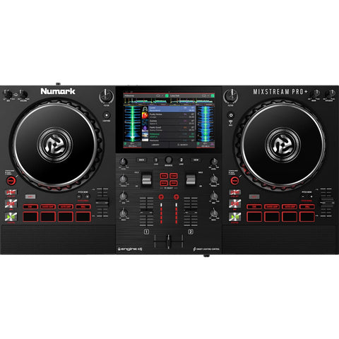 Numark Mixstream Pro Plus, Standalone DJ Controller with Built-In Speakers, Amazon Music Streaming & Stems