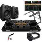 Pioneer DJ DDJ-REV1 Serato DJ Controller, DM-40D Speakers, Laptop Stand & HDJ-CUE1 Headphones Bundle Deal