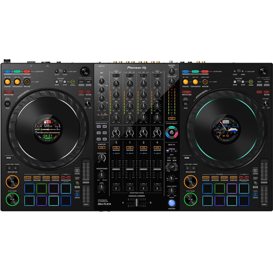 Pioneer DJ DDJ-FLX10 DJ Controller, DM-40D Speakers, Laptop Stand & HDJ-CUE1 Headphones Bundle