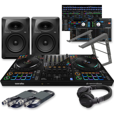 Pioneer DJ DDJ-FLX10 DJ Controller, VM-80 Speakers, Laptop Stand & HDJ-CUE1 Headphones Bundle