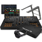 Pioneer DJ DDJ-FLX4 DJ Controller, Official Carry Bag, Laptop Stand & HDJ-CUE1 Headphones