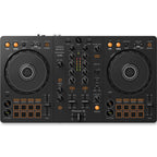 Pioneer DJ DDJ-FLX4 DJ Controller, DM-40D White Speakers, Laptop Stand & HDJ-CUE1 Headphones Bundle