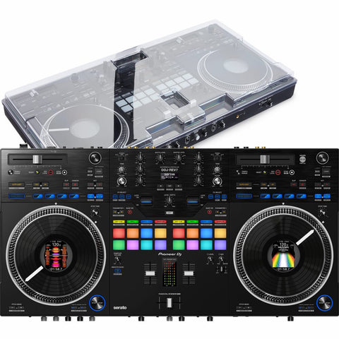 Pioneer DJ DDJ-REV7, Motorised Battle-Style Serato DJ Pro Controller + Decksaver Bundle