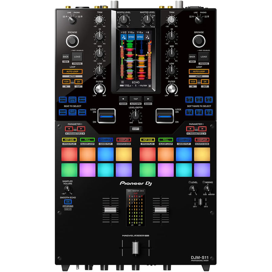 Pioneer DJ 2x PLX-CRSS12 Turntables & DJM-S11 Mixer Bundle