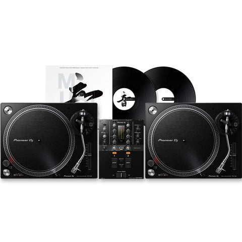 Pioneer DJ PLX500 Turntables (Pair) & DJM-250 MK2 Mixer Bundle inc Rekordbox DJ + DVS Control Vinyl