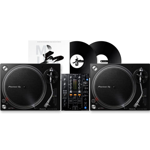 Pioneer DJ PLX500 Turntables (Pair) & DJM-450 Mixer Bundle inc Rekordbox DJ + DVS Control Vinyl