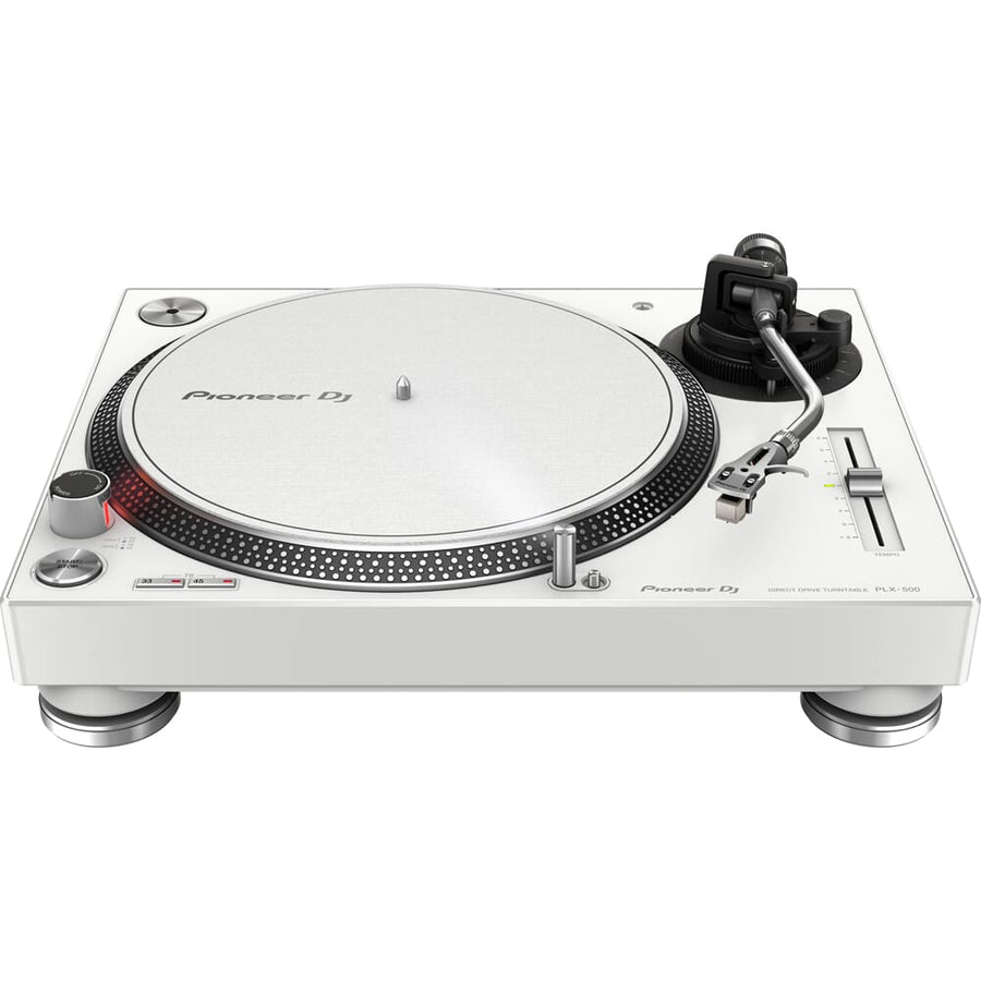 Pioneer DJ PLX500 White Turntable (Single) & Pioneer DJ DM-40D White Bundle
