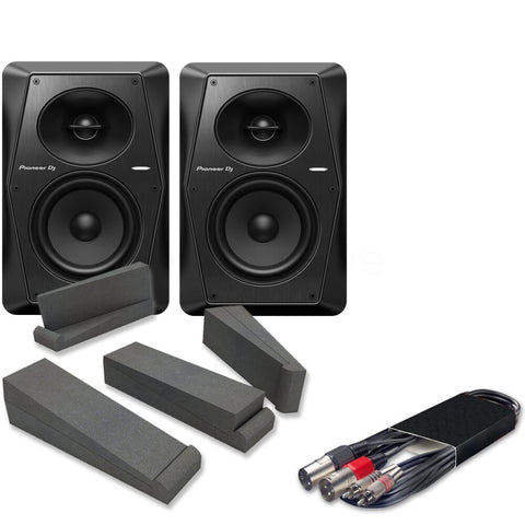 Pioneer DJ VM-50 Active DJ Speakers (Pair) + Isolation Pads & Cables Bundle Deal