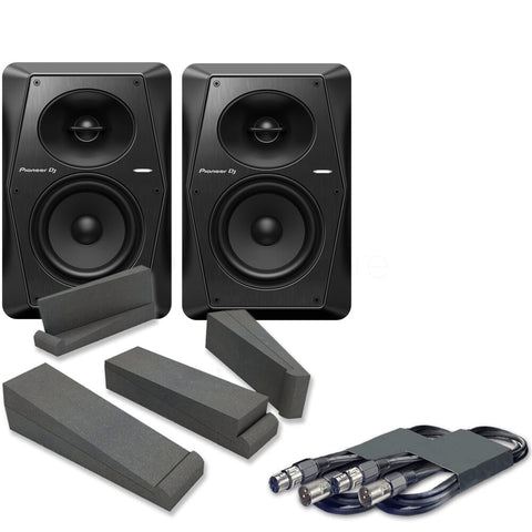Pioneer DJ VM-50 Active DJ Speakers (Pair) + Isolation Pads & Cables Bundle Deal