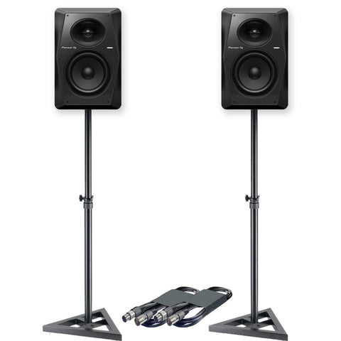 Pioneer DJ VM-70 Active DJ Speakers (Pair) + Stands & Cables Bundle Deal