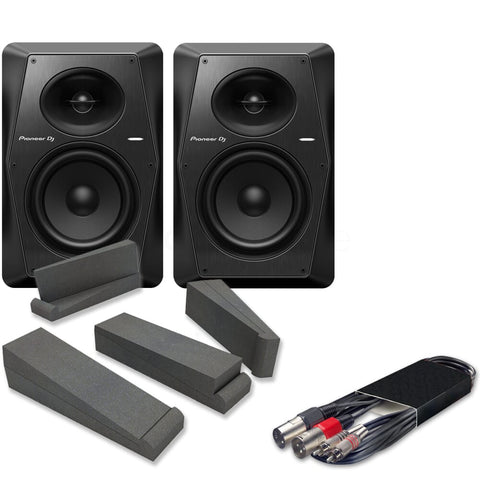 Pioneer DJ VM-70 Active DJ Speakers (Pair) + Isolation Pads & Cables Bundle Deal