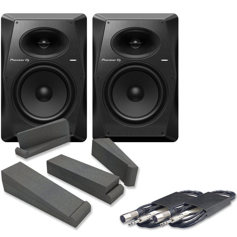 Pioneer DJ VM-80 Active DJ Speakers (Pair) + Isolation Pads & Cables Bundle Deal