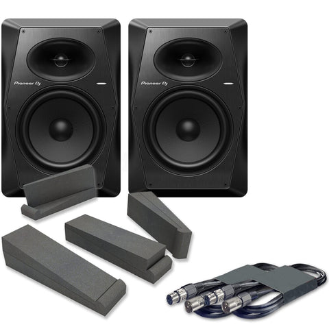 Pioneer DJ VM-80 Active DJ Speakers (Pair) + Isolation Pads & Cables Bundle Deal