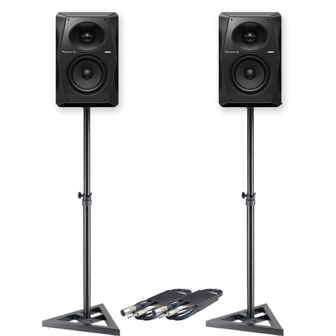 Pioneer DJ VM-50 Active DJ Speakers (Pair) + Stands & Cables Bundle Deal