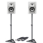 Pioneer DJ VM-50 White Active DJ Speakers (Pair) + Stands & Cables Bundle Deal