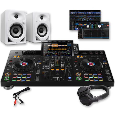 Pioneer DJ XDJ-RX3 Standalone DJ Controller + DM-40D White Speakers & HDJ-CUE1 Headphones Bundle