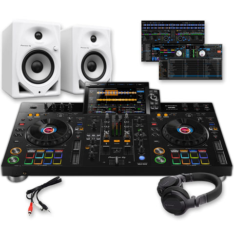 Pioneer DJ XDJ-RX3 Standalone DJ Controller + DM-50 White Speakers & HDJ-CUE1 Headphones Bundle