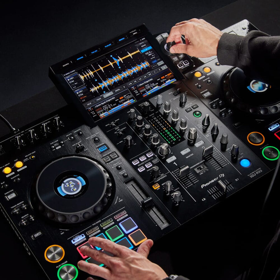 Pioneer DJ XDJ-RX3 Standalone DJ Controller + DM-50 White Speakers & HDJ-CUE1 Headphones Bundle