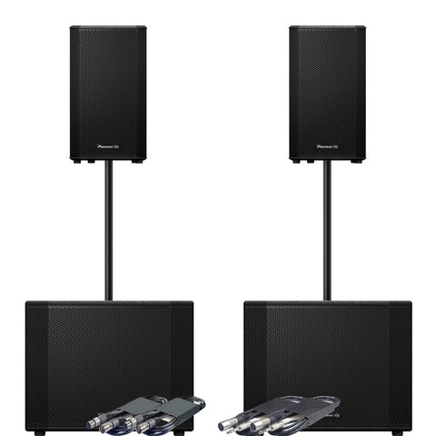 Pioneer DJ 2x XPRS102 + 2x XPRS1152S + Poles & Leads Bundle Deal