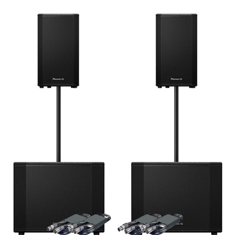 Pioneer DJ 2x XPRS102 + 2x XPRS1152S + Poles & Leads Bundle Deal