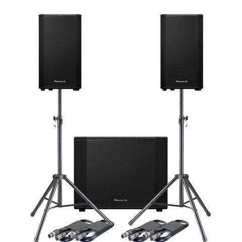 Pioneer DJ XPRS102 + XPRS1152S + Tripod Stands & Leads Bundle Deal