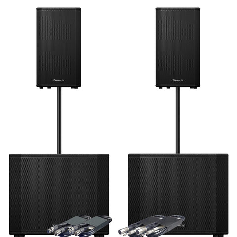 Pioneer DJ 2x XPRS122 + 2x XPRS1182ST + Poles & Leads Bundle Deal