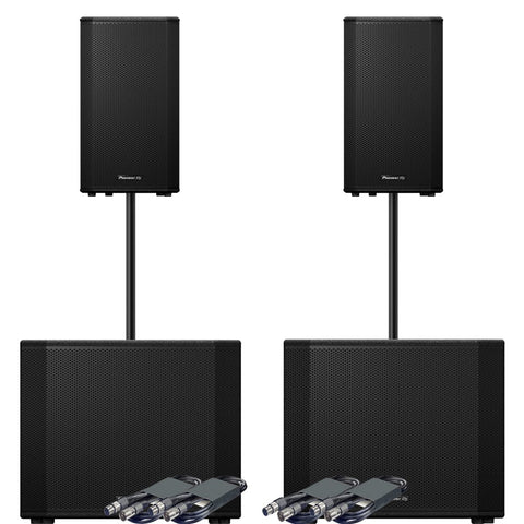Pioneer DJ 2x XPRS122 + 2x XPRS1182ST + Poles & Leads Bundle Deal