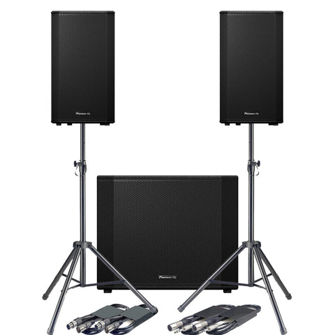 Pioneer DJ XPRS122 + XPRS1182ST + Tripod Stands & Leads Bundle Deal